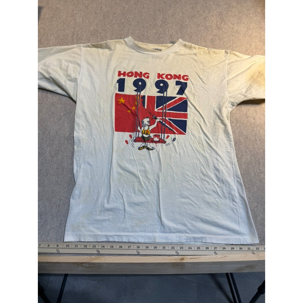 Vintage Clipper Club Hong Kong 1997 Handover T-Shirt Mens XL White Single Stitch